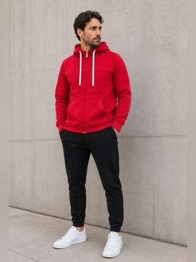 Lululemon Men’s Full Zip Hoodie Red Size M Heavyweight Cotton Fleece